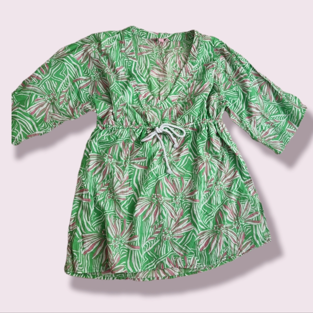 Lily Pulitzer Penelope Tunic Green Bean Daisy Top